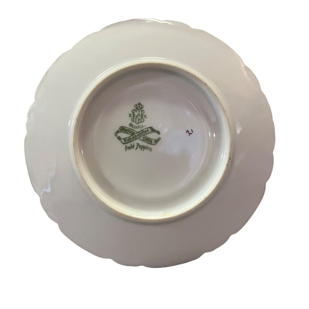 Vintage Bavarian Hand Painted Poppy Porcelain Saucer PT Bavaria Used - Picture 9 of 9